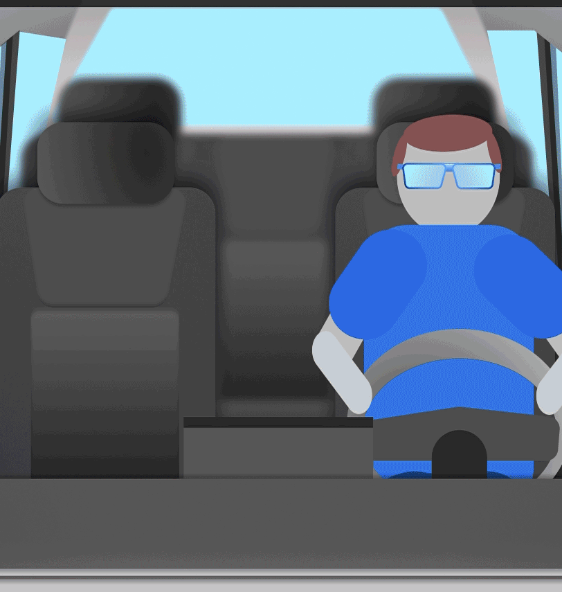 A driver wearing AR glasses, an early exploration of checking a car's intent through them.