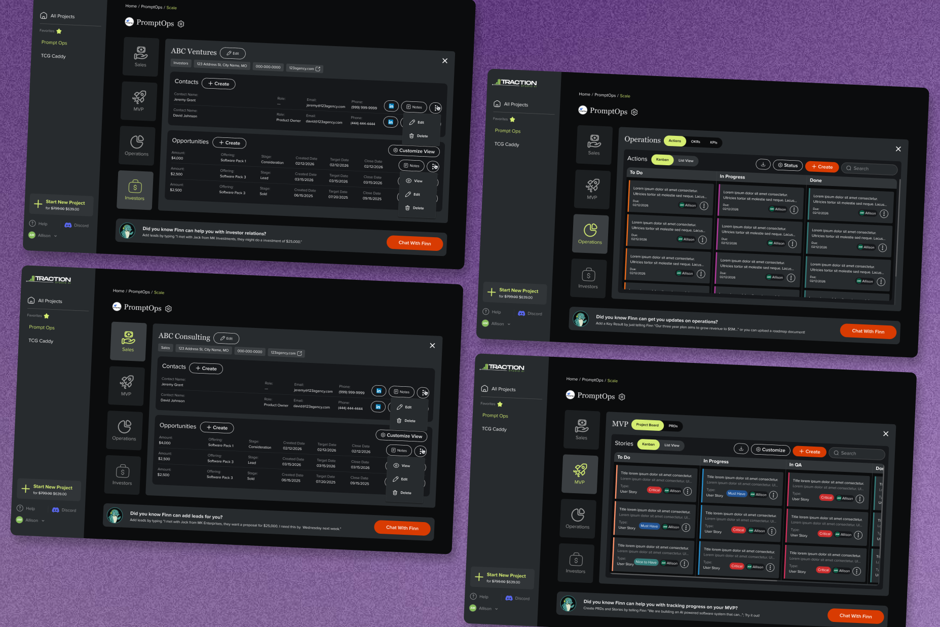 Scale's shared component system across sales, ops, investor relations, and agents, light and dark.